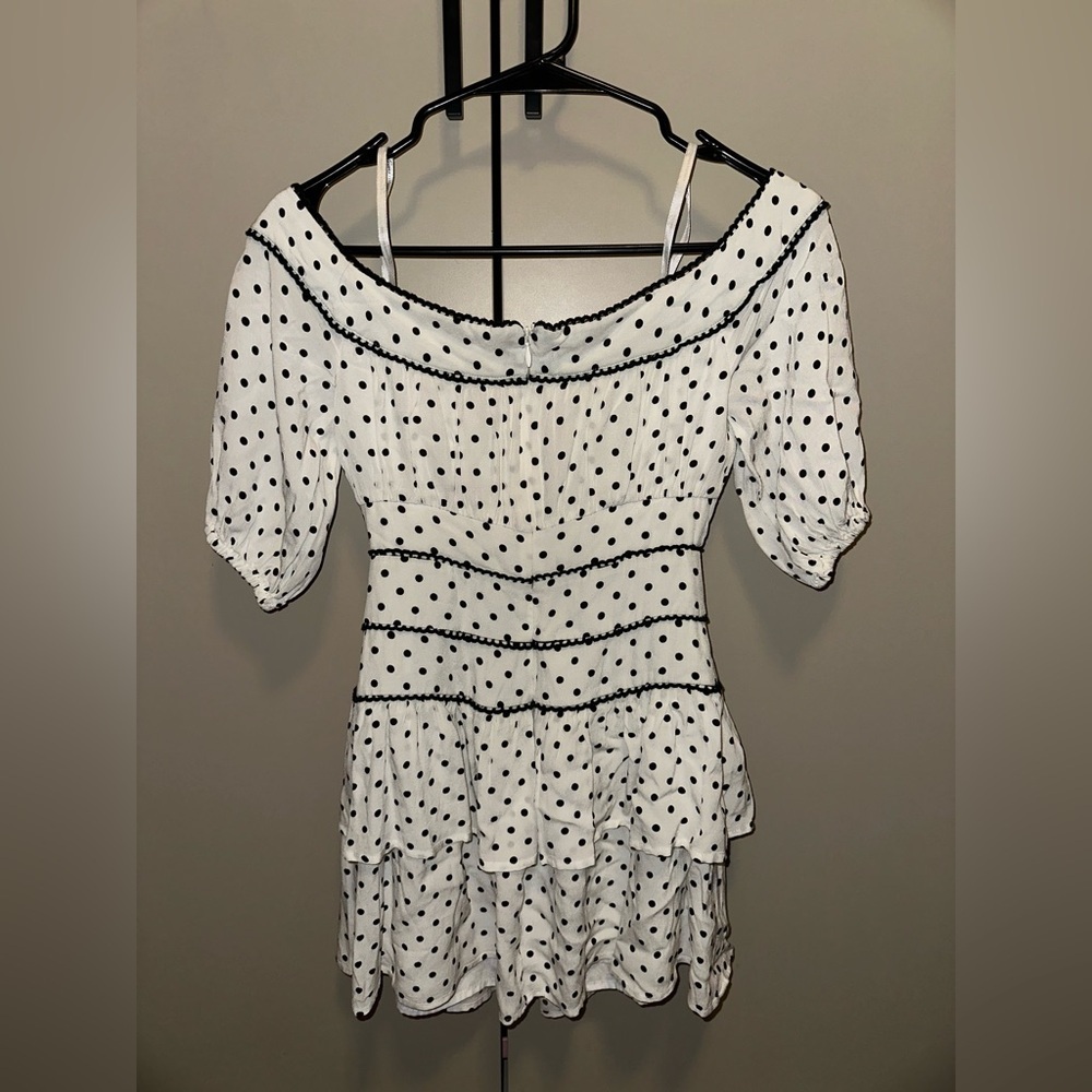 Lovers and Friends Louis Off-Shoulder Polka Dot Dress Size XXS - Picture 7 of 9